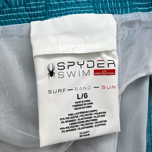 SPYDER MEN'S SWIMSUIT OR WORKOUT SHORTS TURQUOISE, LARGE W/2 POCKTS ON THE SIDE - Picture 11 of 16